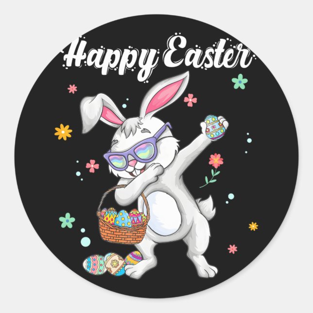 Kaninchen Ostereier Dab Bunny Boys Runder Aufkleber (Vorderseite)