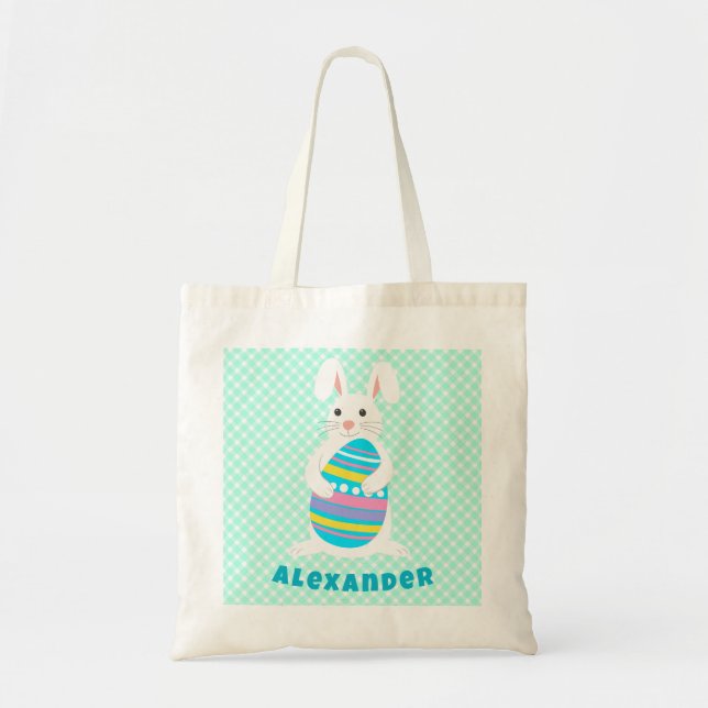 Kaninchen Ostereier Hunt personalisiert Tragetasche (Vorne)