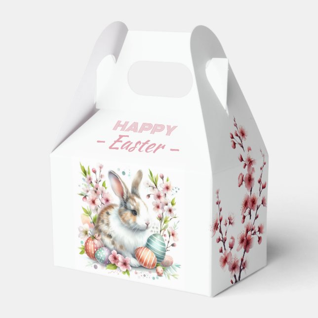Kaninchen-Ostereier und Blume - Geschenkschachtel (Vorderseite)