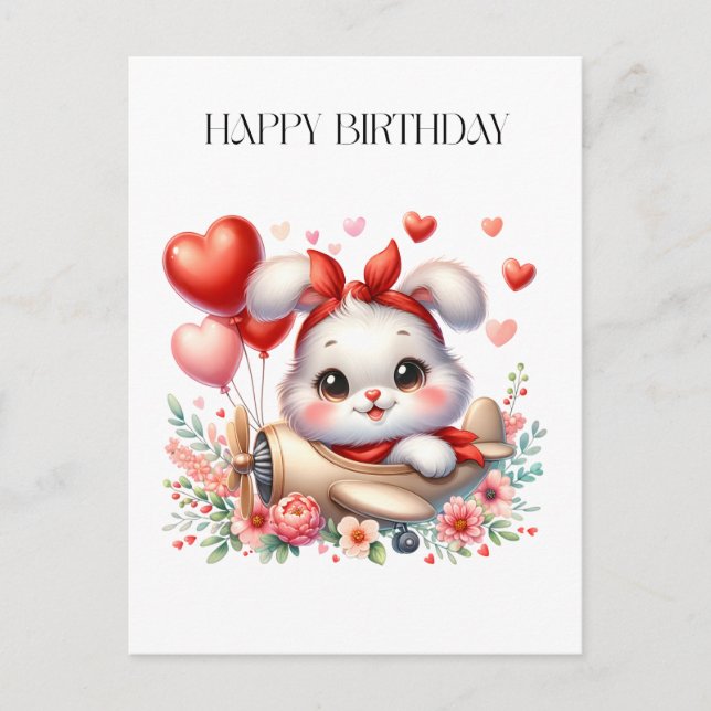 Kaninchen-Pilot-Geburtstag Postkarte (Vorderseite)