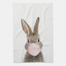 Kaninchen Pink Blubble Kaugummi Geschirrtuch