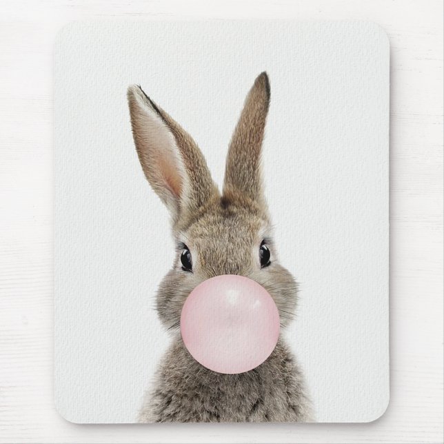 Kaninchen Pink Blubble Kaugummi Mousepad (Vorne)