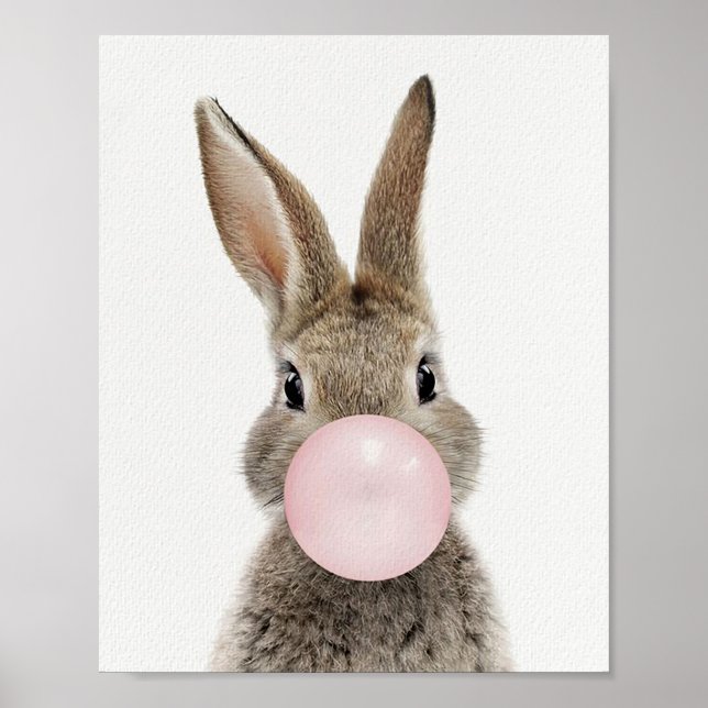 Kaninchen Pink Blubble Kaugummi Poster (Vorne)