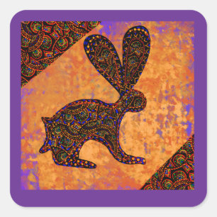 KANINCHEN QUADRATISCHER AUFKLEBER