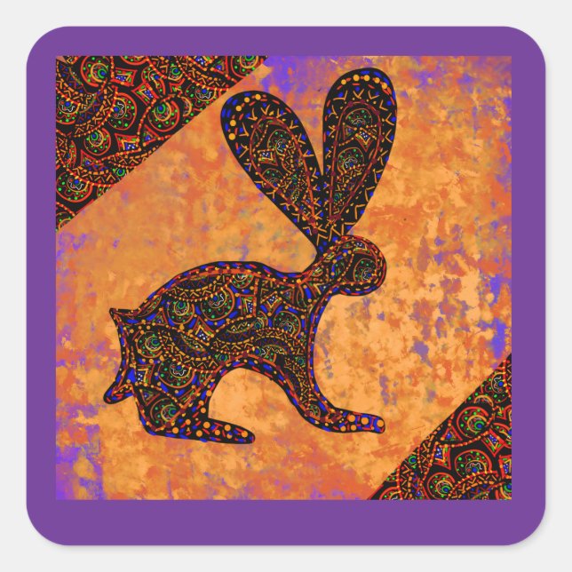 KANINCHEN QUADRATISCHER AUFKLEBER (Vorderseite)