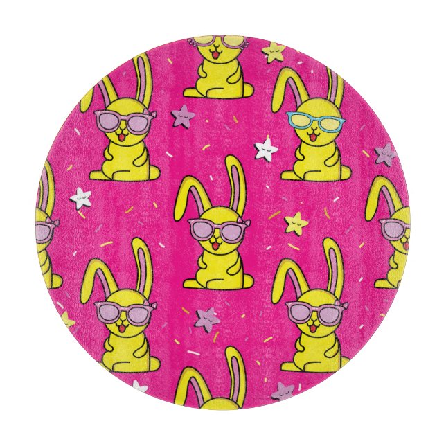 Kaninchen-Rave: Kids' Pattern Delight Schneidebrett (Vorderseite)