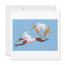 Kaninchen reiten auf Windhunden