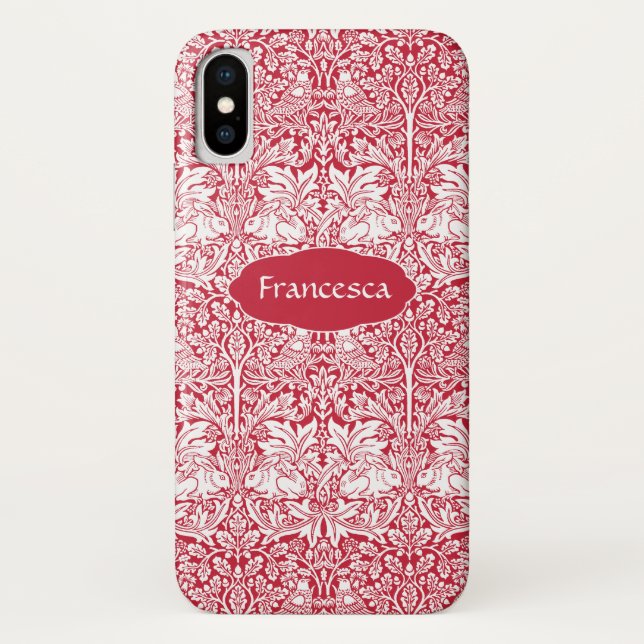Kaninchen-rotes Muster Morris personalisiertes Case-Mate iPhone Hülle (Rückseite)