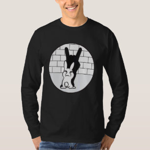 Kaninchen-Schatten Spiel Teufelshörner - Schwarz u T-Shirt