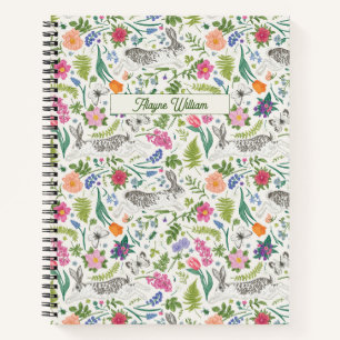 Kaninchen, Schmetterlinge und Blumen Notizbuch