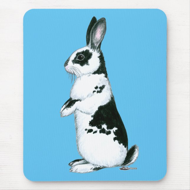 Kaninchen: Schwarz und Weiß Mousepad (Vorne)