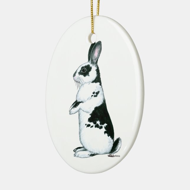 Kaninchen:  Schwarzweiss Keramikornament (Links)