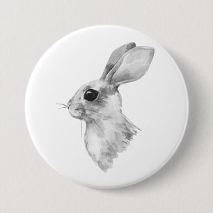 Kaninchen. Schwarzweißfarbe Button