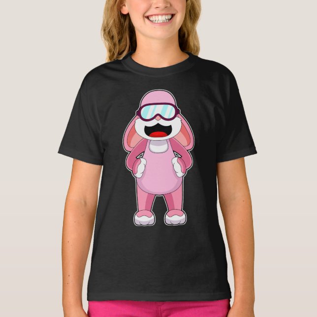 Kaninchen Schwimmen Schwimmbrille T-Shirt (Vorderseite)