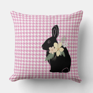 Kaninchen Silhouette Blume Hahnentrittmuster Sweet Kissen