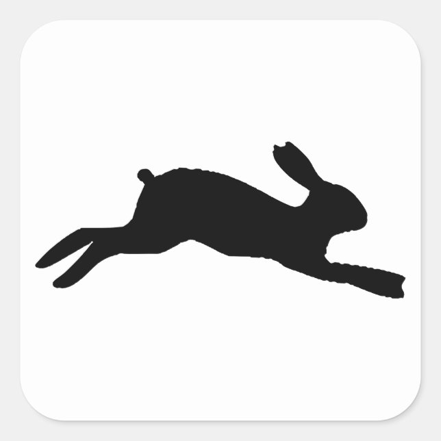 Kaninchen-Silhouette Quadratischer Aufkleber (Vorderseite)