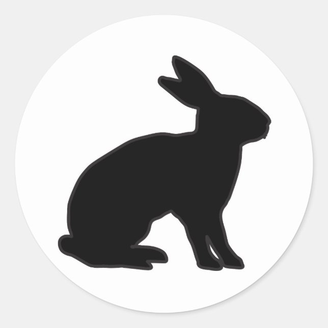 Kaninchen-Silhouette Runder Aufkleber (Vorderseite)
