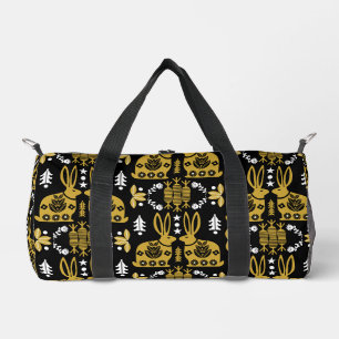 Kaninchen Skandinavische Volkskunst Duffle Bag