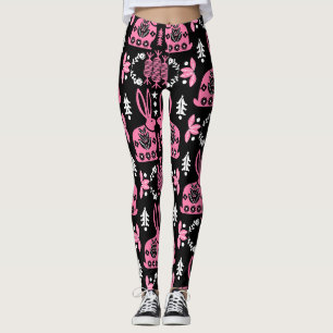 Kaninchen Skandinavische Volkskunst Leggings
