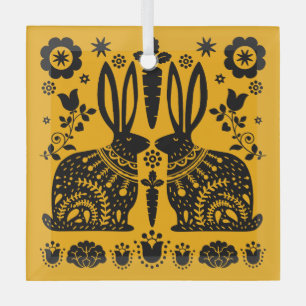 Kaninchen Skandinavische Volkskunst Ornament Aus Glas