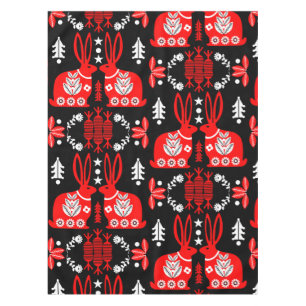 Kaninchen Skandinavische Volkskunst Tischdecke