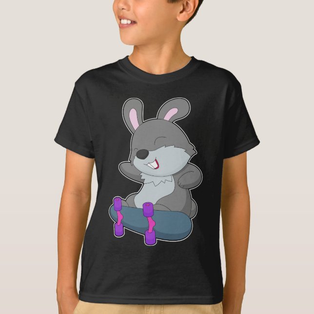 Kaninchen-Skater-Skateboard T-Shirt (Vorderseite)
