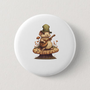 Kaninchen spielen Banjo auf Mushroom Sonnenstrahle Button