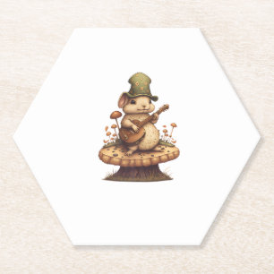Kaninchen spielen Banjo auf Mushroom Sonnenstrahle Untersetzer