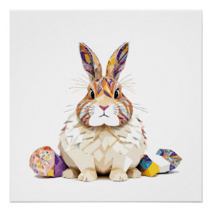 Kaninchen spielerisch Adorable Fun Tier farbenfroh Poster