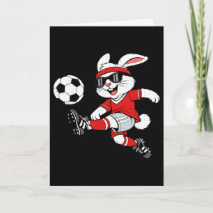 Kaninchen spielt Fußball Hase Frohe Ostern Sport M Karte
