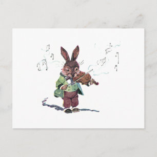 Kaninchen spielt Geige Postkarte