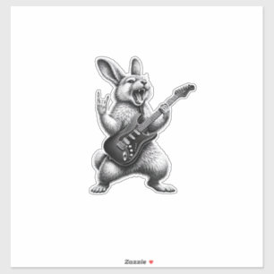 Kaninchen spielt Gitarre Rockstar Kaninchenliebhab Aufkleber