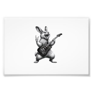 Kaninchen spielt Gitarre Rockstar Kaninchenliebhab Fotodruck