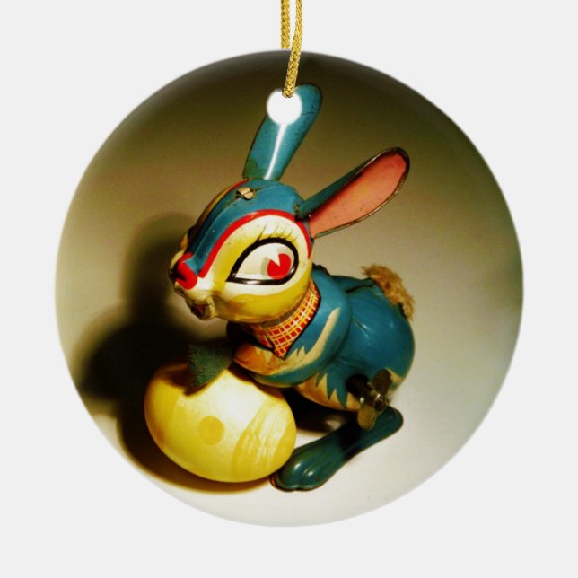 Kaninchen Spielzeug und Ostergelbe Ei Keramik Ornament (Vorne)