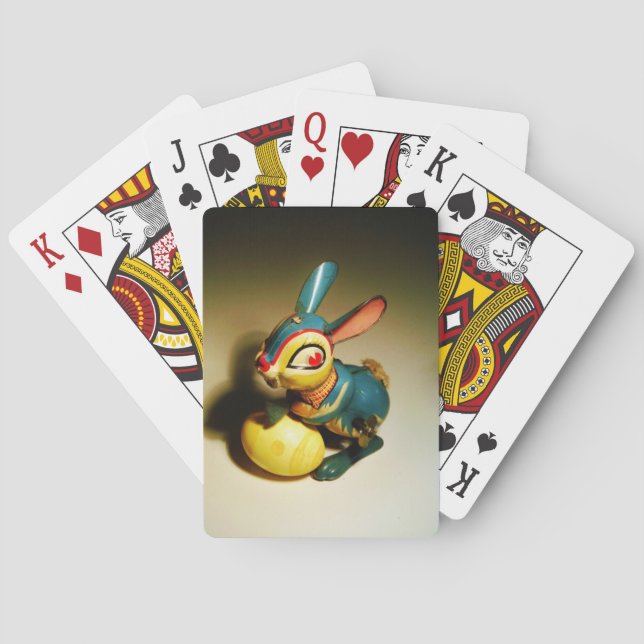 Kaninchen Spielzeug und Ostergelbe Ei Spielkarten (Rückseite)