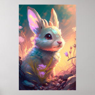 Kaninchen Tierportrait Malerei Art Poster