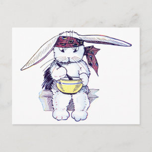 Kaninchen tragen Bandanna und essen Getreide Postkarte