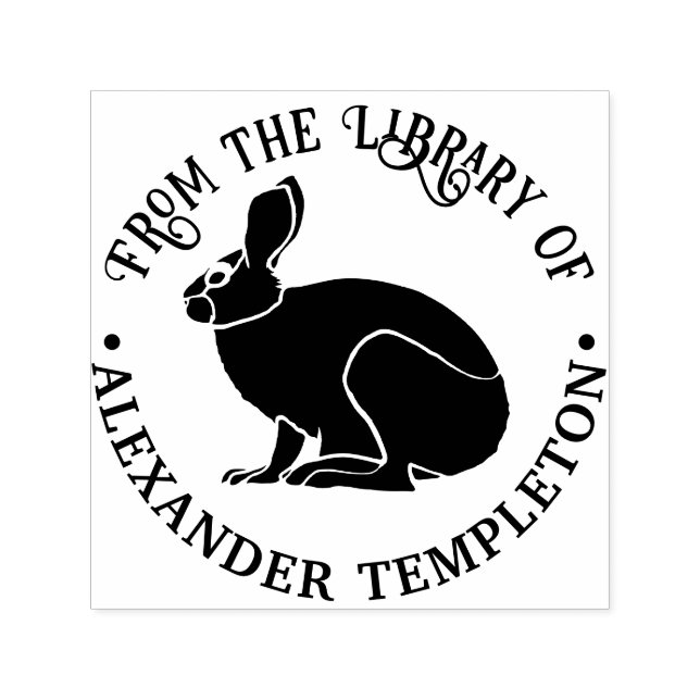 Kaninchen-Umriss Bibliotheksbuchname Permastempel (Design)