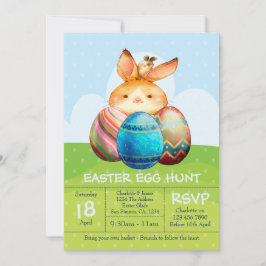 Kaninchen und Baby Bunny Ostereier Hunt Brunch Einladung