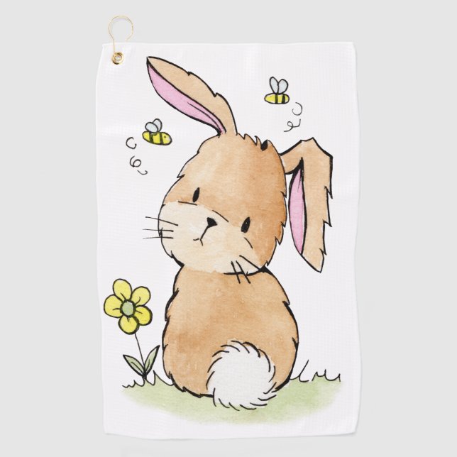 Kaninchen und Bienen Golfhandtuch (Vorderseite)