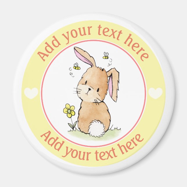 Kaninchen und Bienen Personalisiert Magnet (Vorne)
