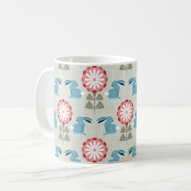 Kaninchen und Blume Kaffeetasse (Vorderseite Links)