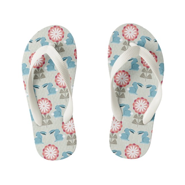 Kaninchen und Blume Kinderbadesandalen (Fußbett)