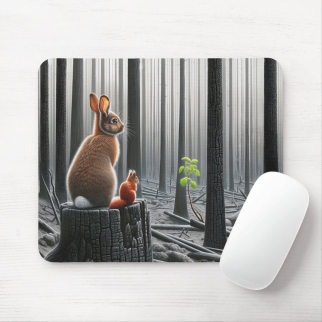 Kaninchen und Eichhörnchen in einem zerklüfteten W Mousepad (Mit Mouse)