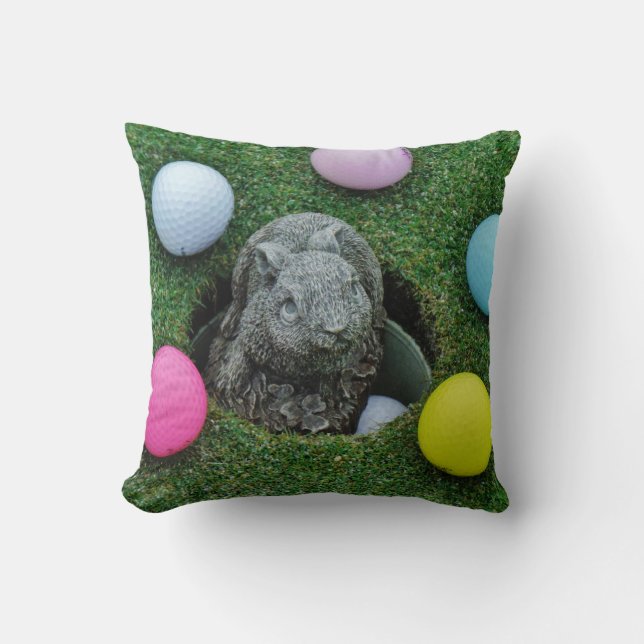 Kaninchen und farbige Golfbälle Kissen (Vorderseite)