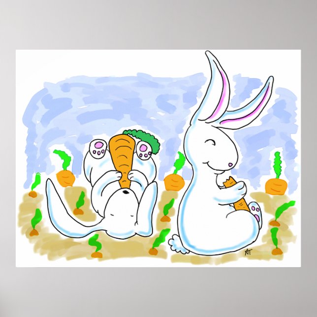 Kaninchen und Karotten-Poster Poster (Vorne)