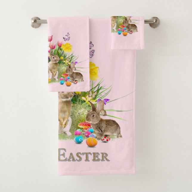 Kaninchen und Ostereier Urlaub Badhandtuch Set (Insitu)