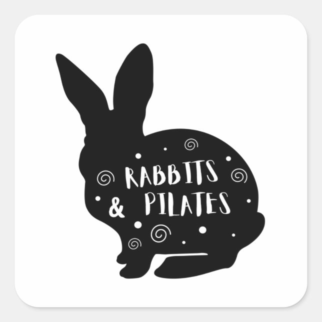 Kaninchen und Pilates Quadratischer Aufkleber (Vorderseite)