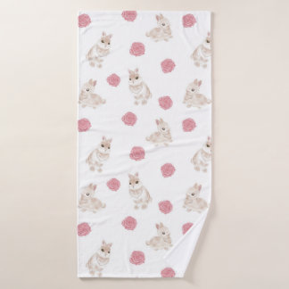 Kaninchen und Rose Badehandtuch