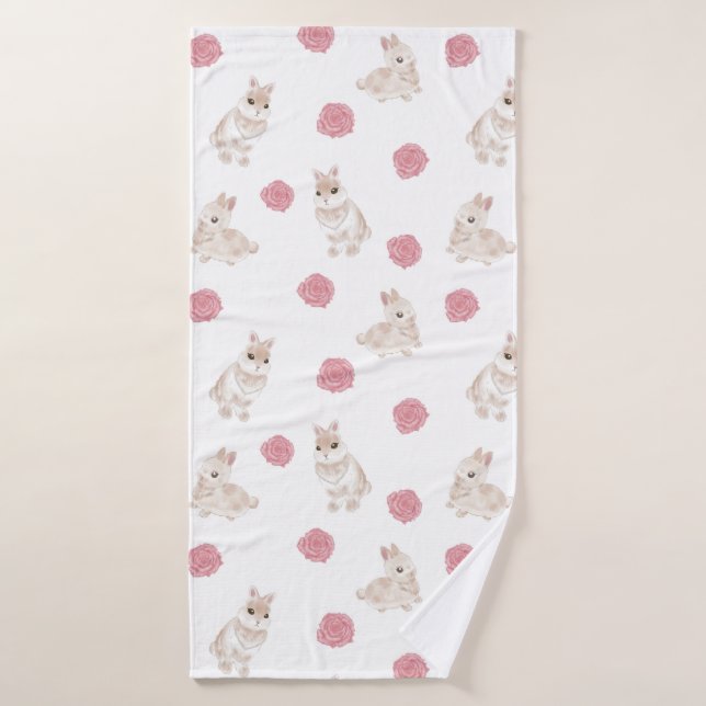 Kaninchen und Rose Badehandtuch (Badehandtuch)